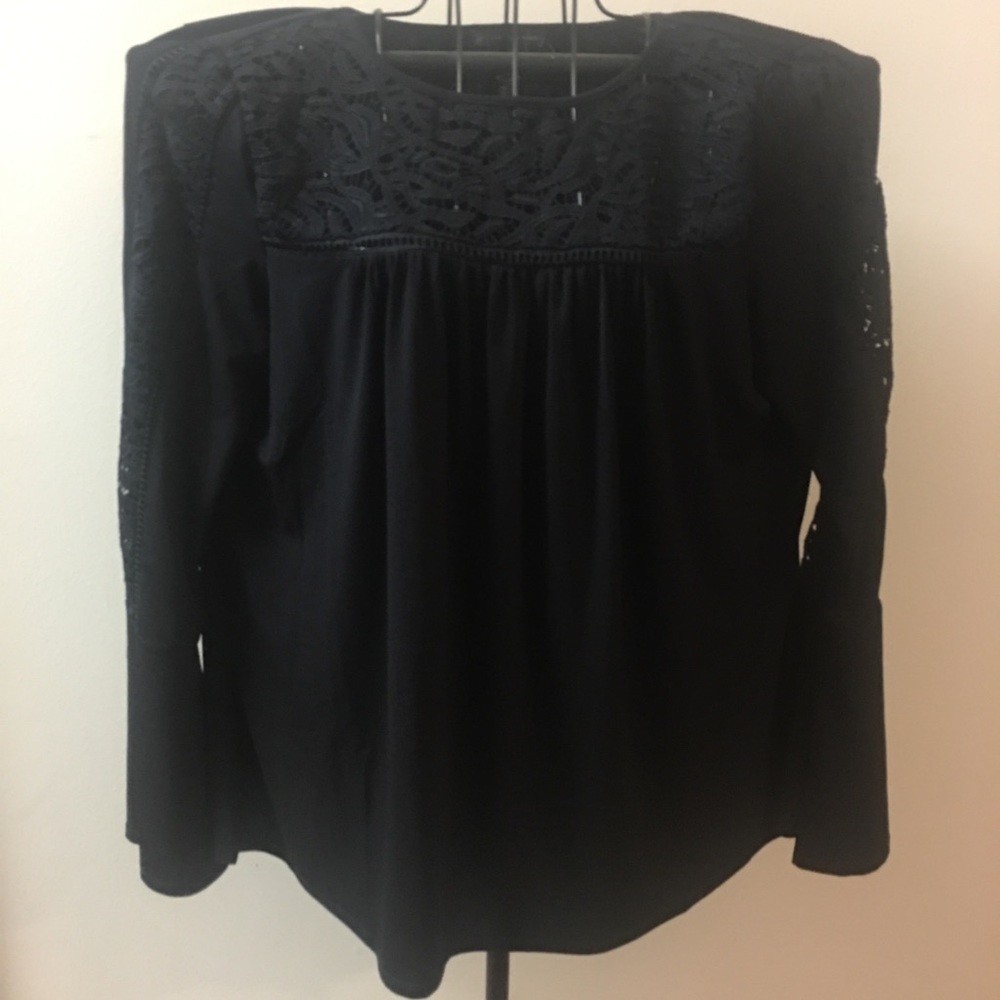 Adrianna Papell Dressy Top Lace Cutout Bell Sleeve